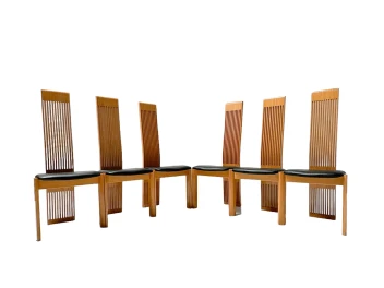 Post-Modern Slatted High Back Dining Room Chairs by Pietro Costantini, 1980s